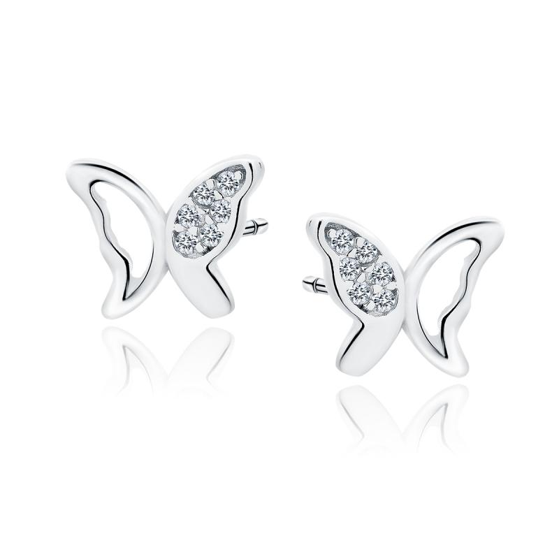 Cercei argint cu fluture si pietre DiAmanti Z1851ER_W-DIA